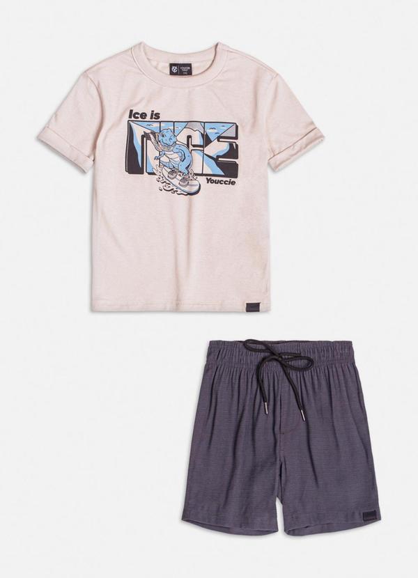 Vista 2 Conjunto Off White de Dinossauro de Moletom Cru Youccie Youccie