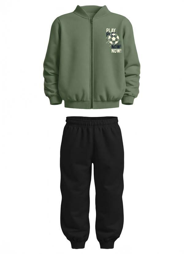 Conjunto Play Now em Moletom Verde Oliva