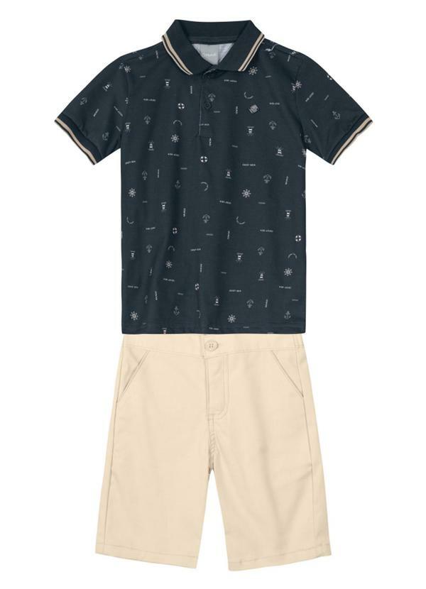 Vista 2 Conjunto Polo Infantil Menino Cinza Brandili Mundi Brandili Mundi