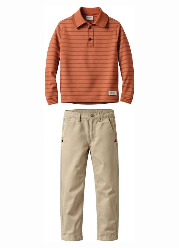 Conjunto Polo Listrada Laranja