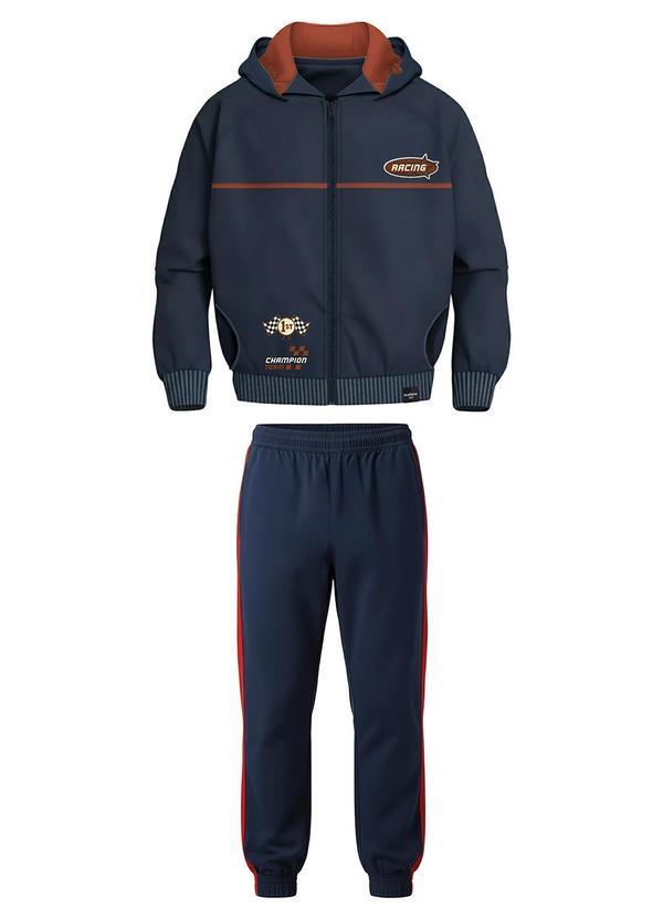 Conjunto Racing em Moletinho Azul Marinho