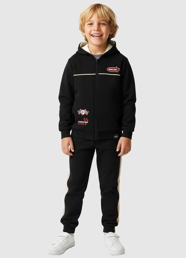 Conjunto Racing em Moletinho Preto
