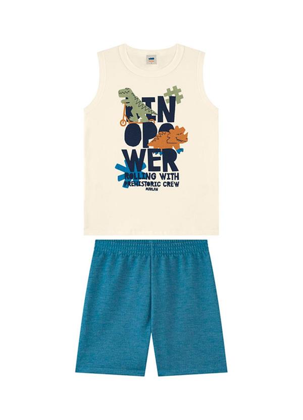 Conjunto Regata e Bermuda em Moletinho Bege