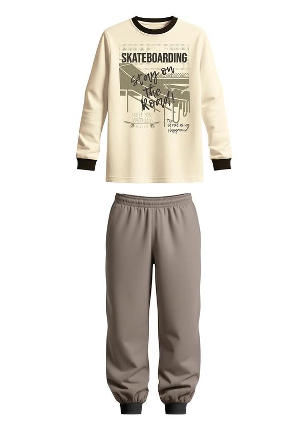 Conjunto Skateboarding em Moletom Bege