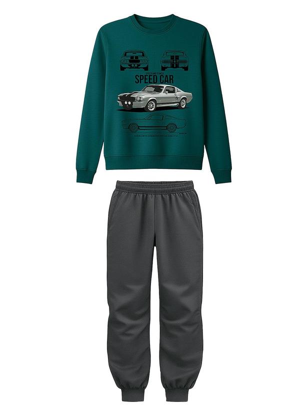 Conjunto Speed Car em Moletom Verde Turquesa