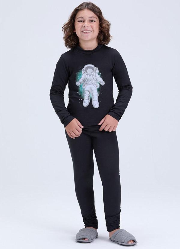 Conjunto Térmico Brilha no Astronauta Preto