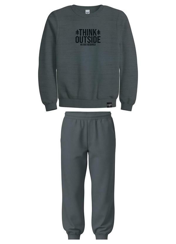 Conjunto Think Outside em Moletinho Cinza Escuro