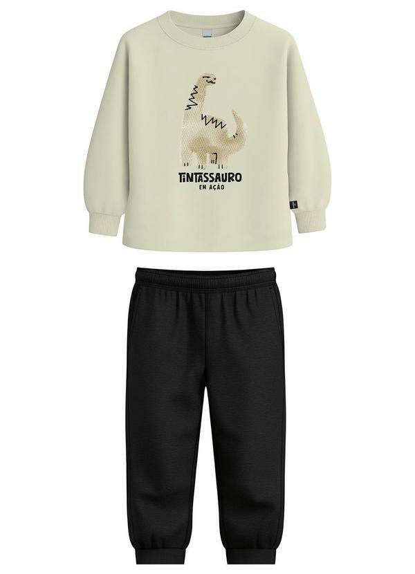 Conjunto Tintassauro em Moletinho Bege