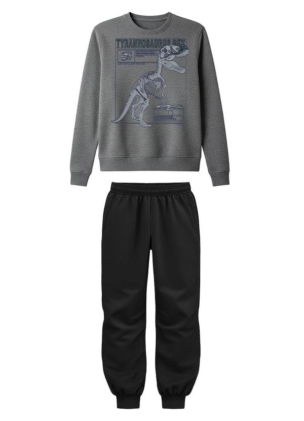Conjunto Tyrannosaurus Rex em Moletom Cinza