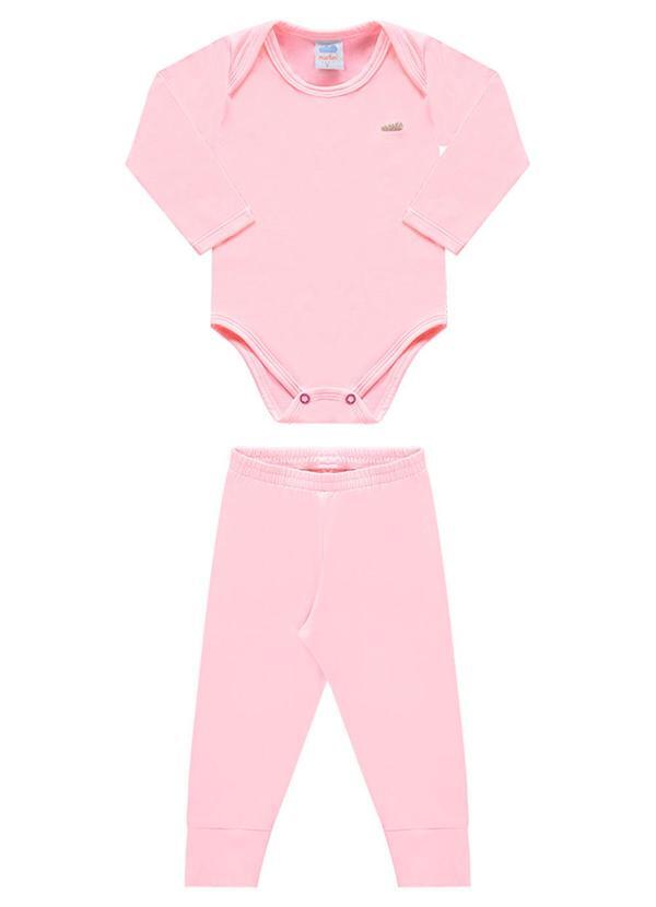 Conjunto Unissex Body e Calça Térmica Baby Rosa