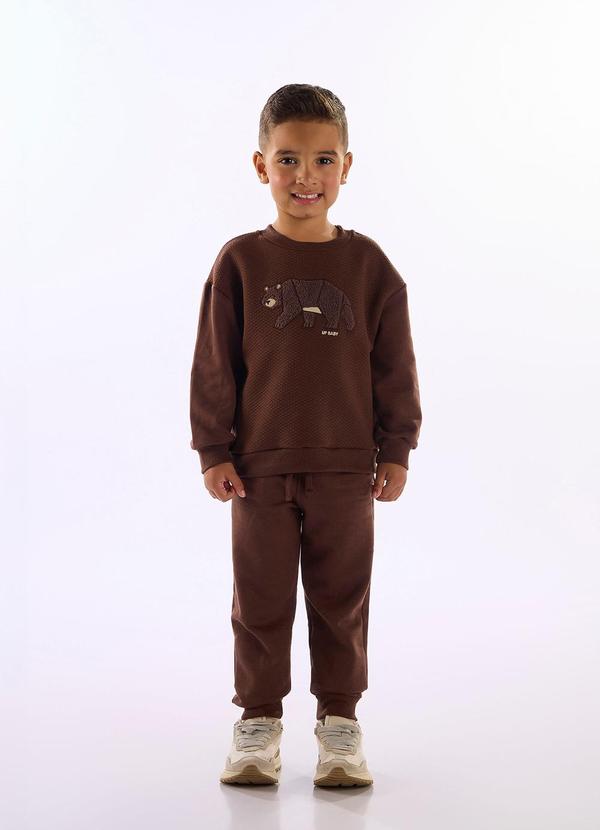 Conjunto Urso Moletom Matelassê Marrom