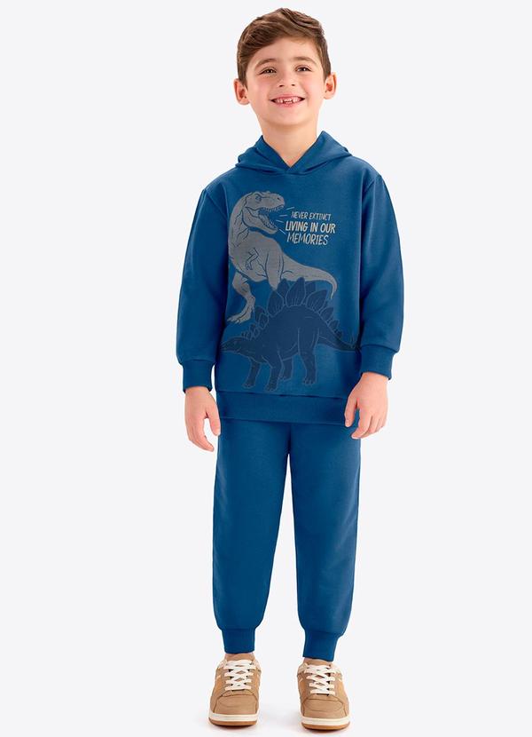 Kit Conjunto Blusão com Capuz e Calça Azul