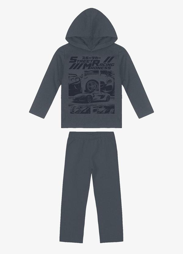 Kit Conjunto Blusão com Capuz e Calça Cinza