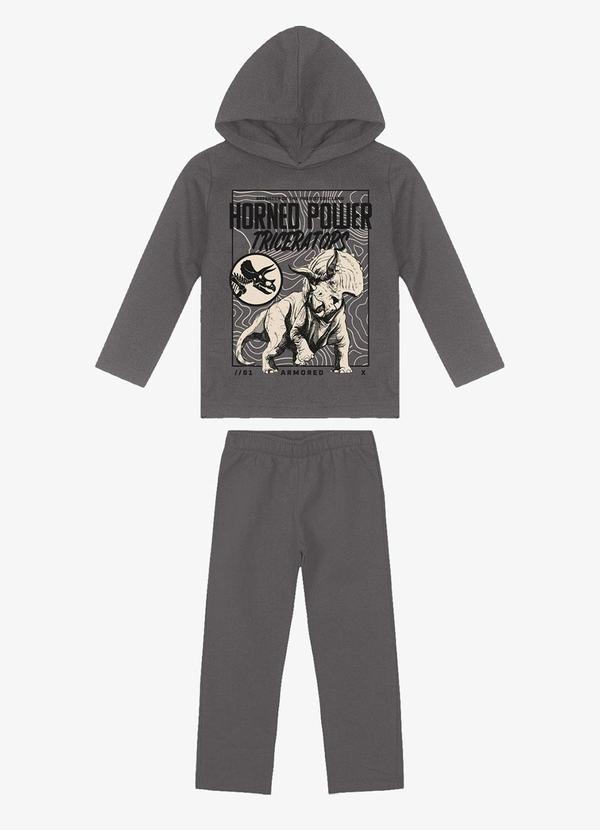 Kit Conjunto Blusão com Capuz e Calça Cinza