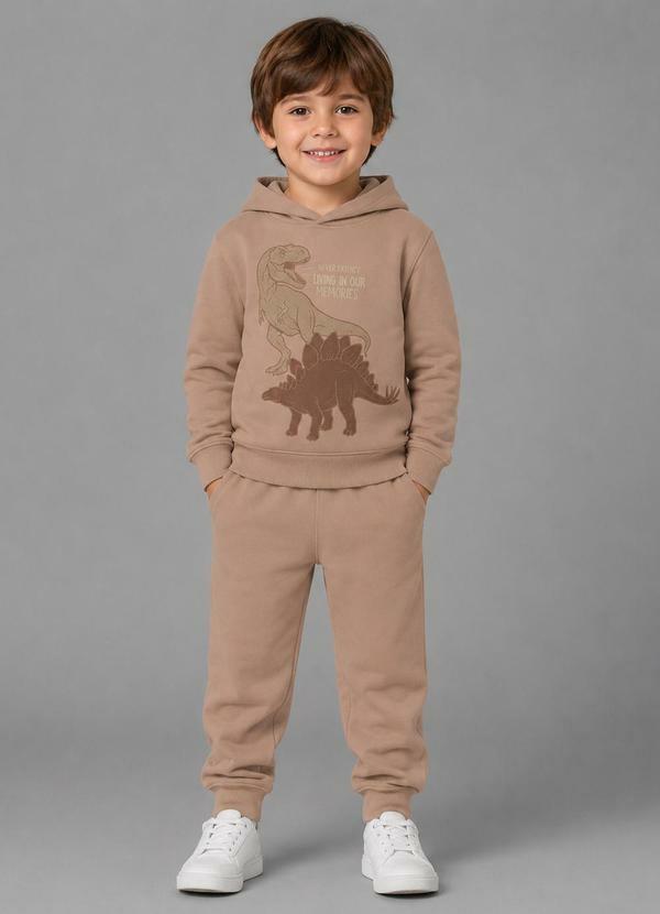 Kit Conjunto Blusão com Capuz e Calça Marrom