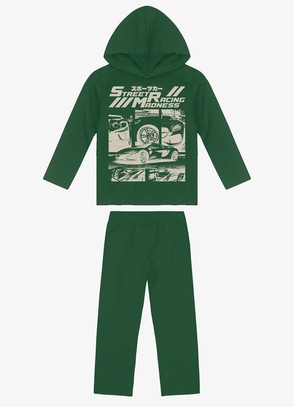 Kit Conjunto Blusão com Capuz e Calça Verde