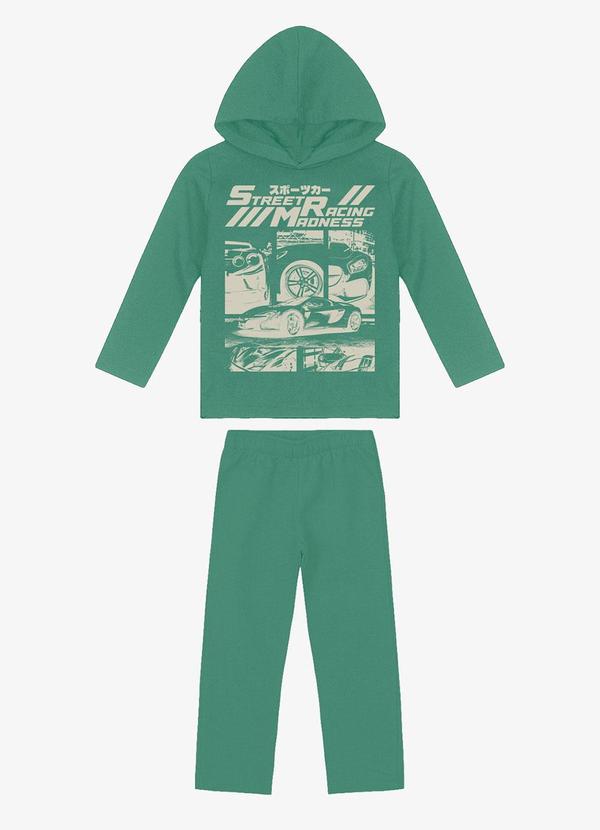 Kit Conjunto Blusão com Capuz e Calça Verde