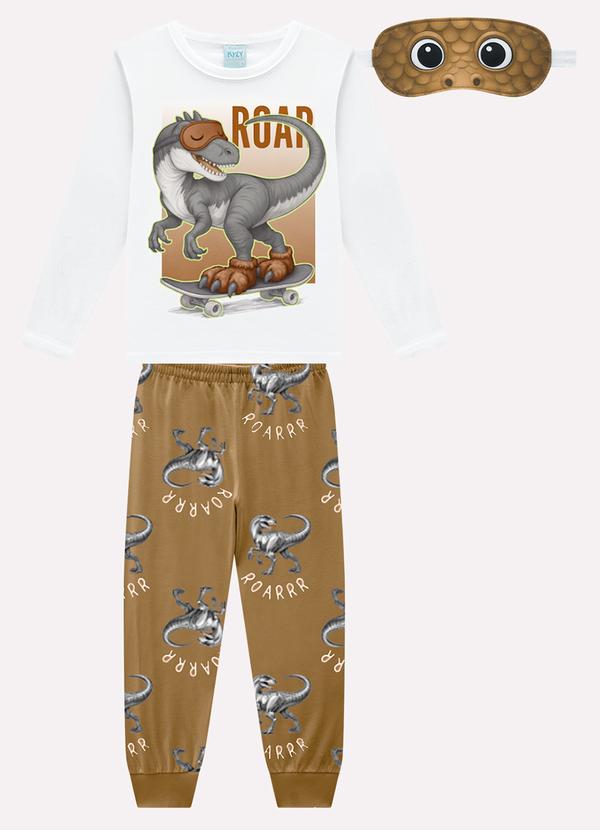 Pijama Infantil Menino Dinossauro Branco