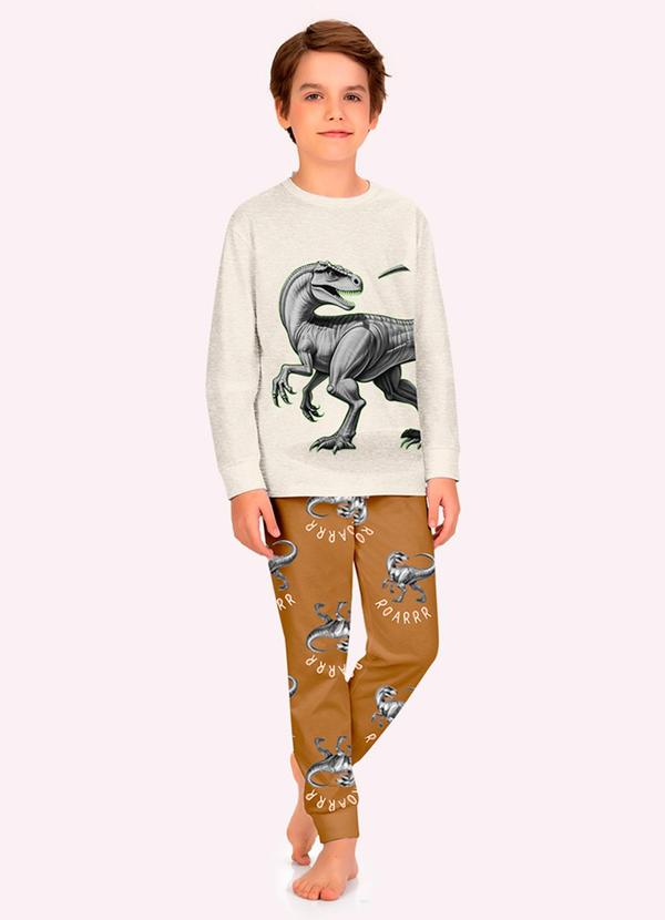 Pijama Infantil Menino Dinossauro Cinza