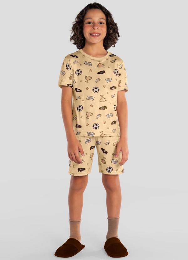 Pijama Infantil Menino em Malha Bege