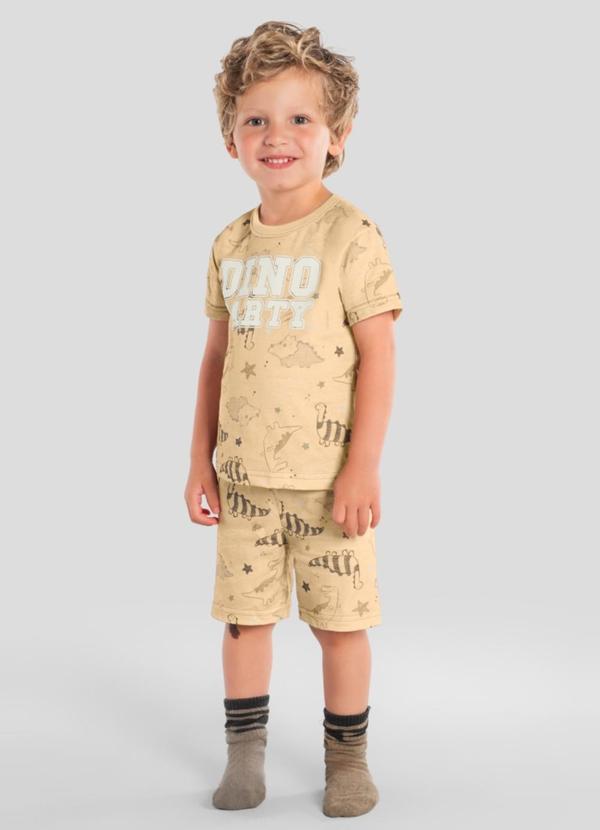 Pijama Infantil Menino em Meia Malha Bege