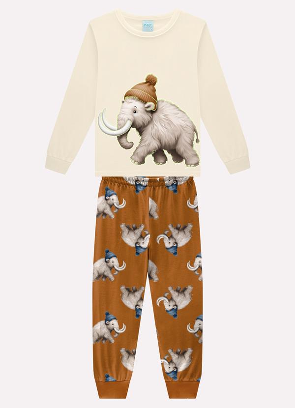 Pijama Infantil Menino Mamute Bege