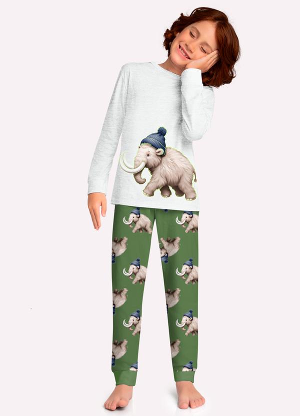 Pijama Infantil Menino Mamute Cinza