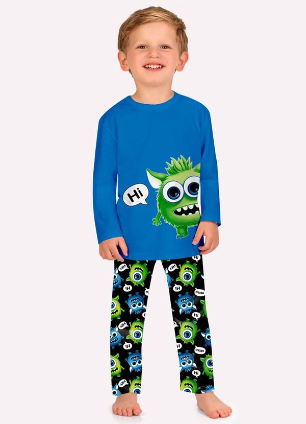 Pijama Infantil Menino Monstrinhos Azul