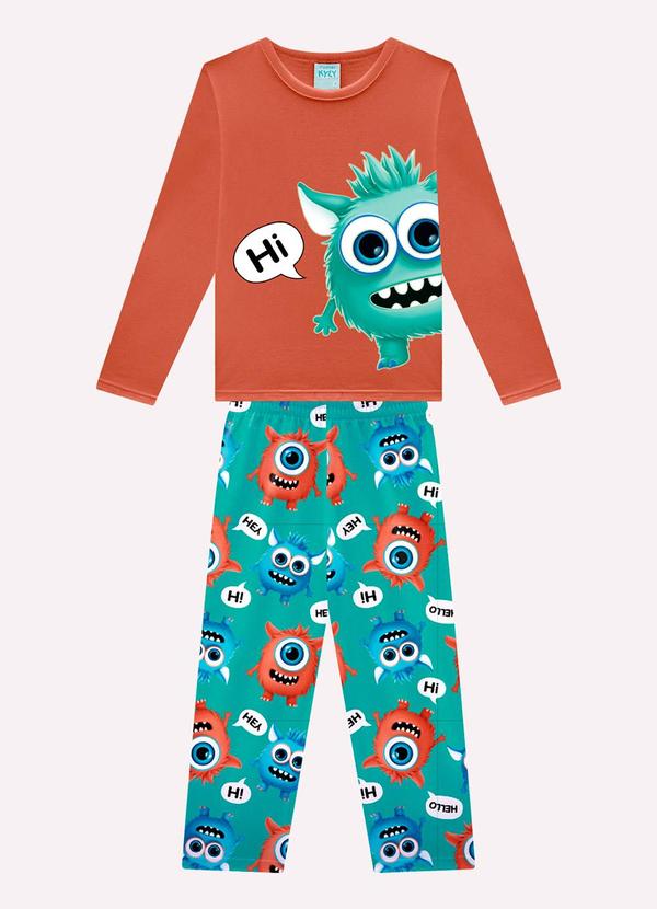 Pijama Infantil Menino Monstrinhos Laranja