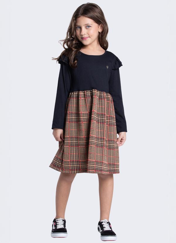 Vista 2 Vestido Infantil Jacquard Xadrez com Babadinhos VIDA COSTEIRA VIDA COSTEIRA
