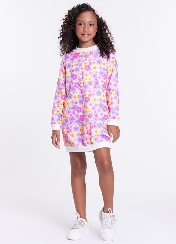 Vista 2 Vestido Sublimado Infantil Flowers Lilás VIDA COSTEIRA VIDA COSTEIRA
