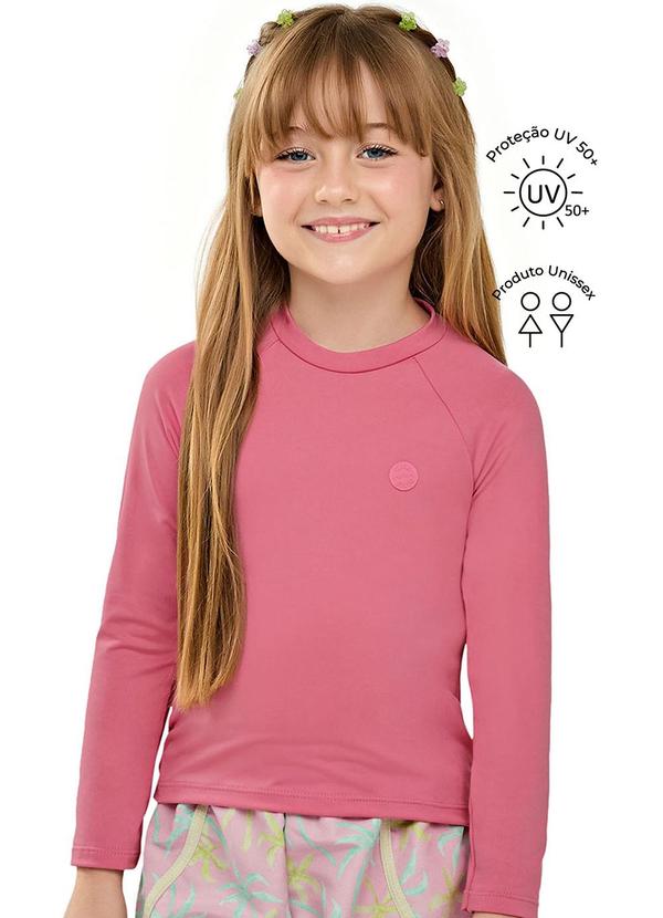 Vista 2 Blusa Infantil Unissex com Proteção Solar Rosa Elian Elian