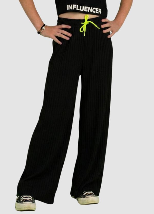 Calça Wide Leg Ribana Preto