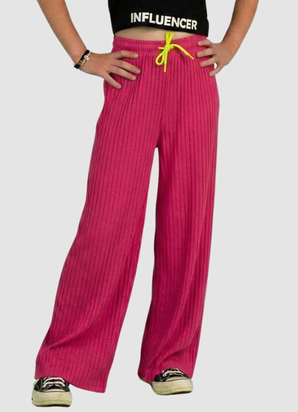 Calça Wide Leg Ribana Rosa