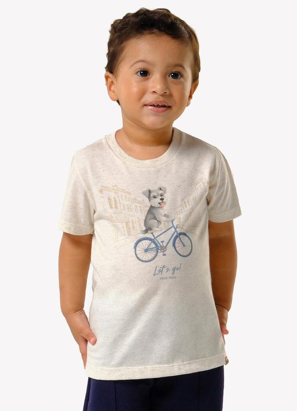 Camiseta Infantil Meia Malha Estampa Bege