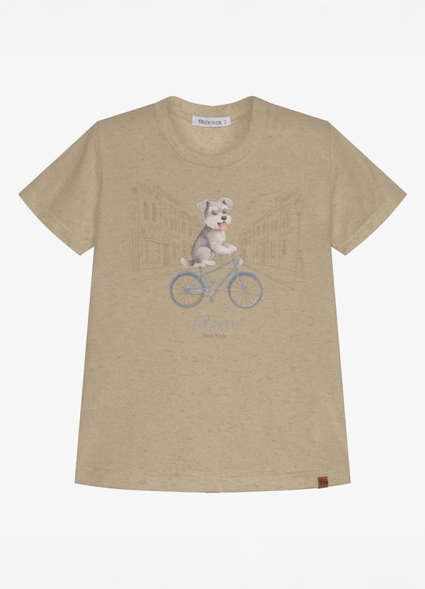 Camiseta Infantil Meia Malha Estampa Marrom