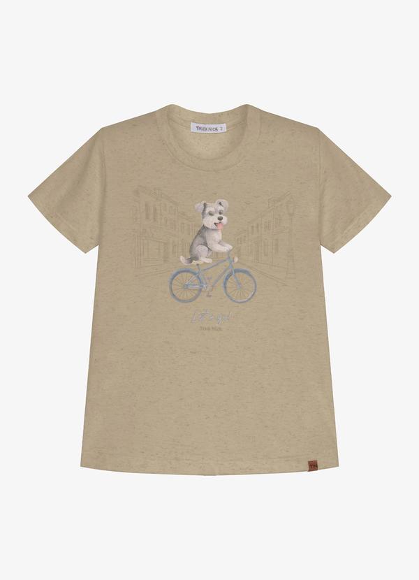 Camiseta Infantil Meia Malha Estampa Marrom