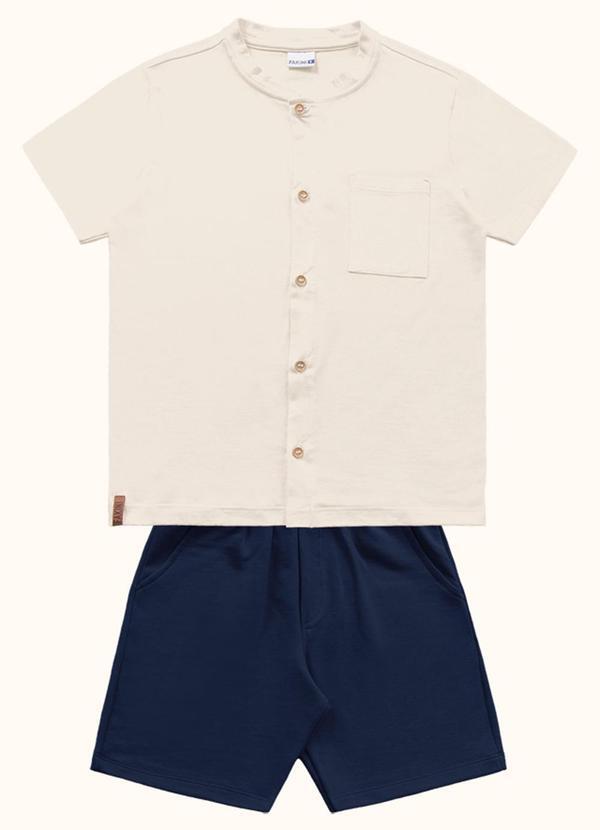 Conjunto Camisa e Bermuda Bege