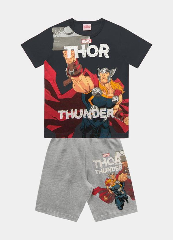 Conjunto Camiseta e Bermuda Avengers Cinza