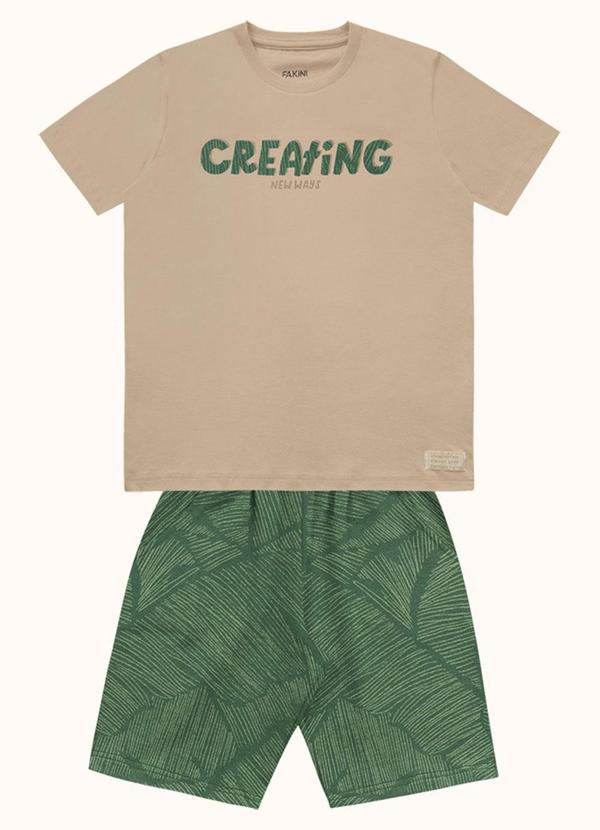 Conjunto Camiseta e Bermuda Bege