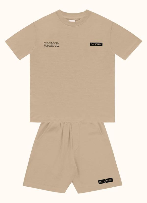 Conjunto Camiseta e Bermuda Bege