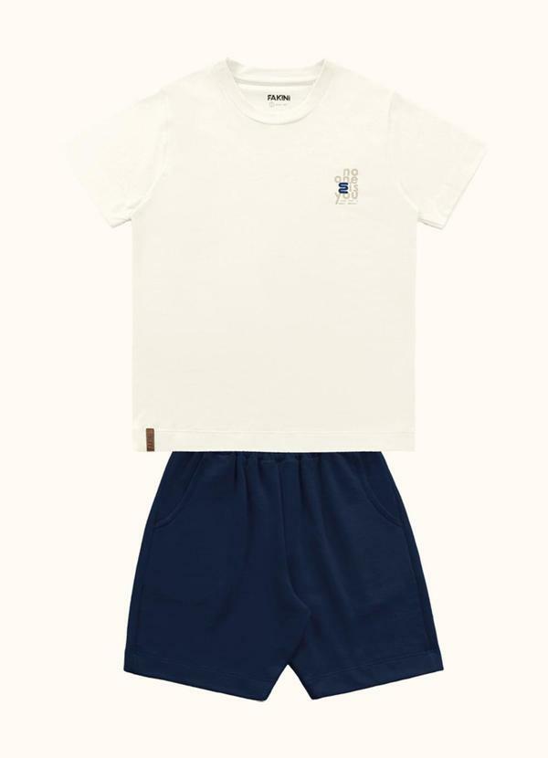 Vista 2 Cj.Camiseta/Bermuda Bege Fakini Kids Fakini Kids