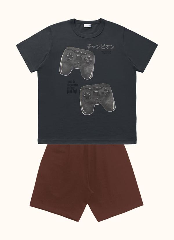 Conjunto Camiseta e Bermuda Cinza