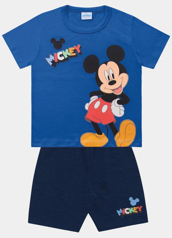 Cj.Camiseta/Bermuda Mickey Azul