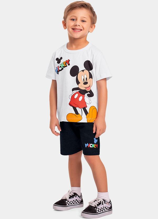 Conjunto Camiseta e Bermuda Mickey Branco