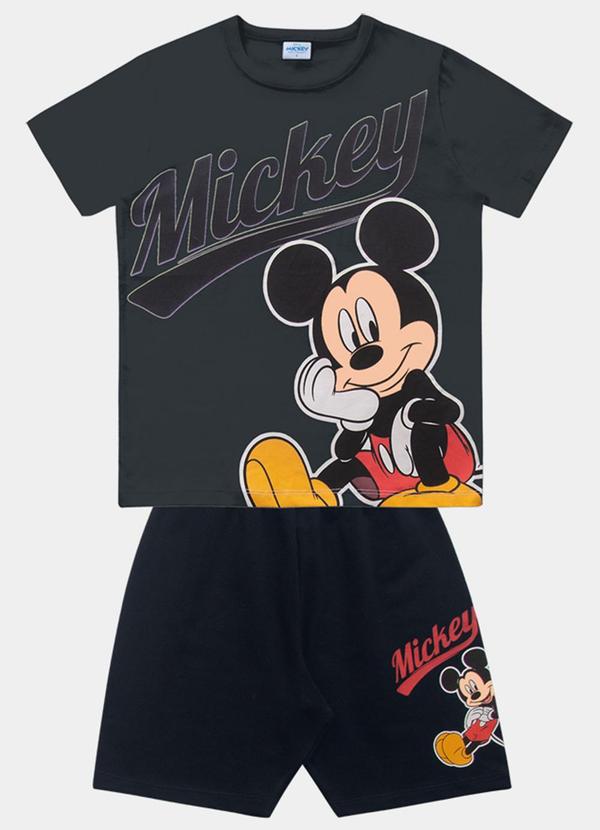 Cj.Camiseta/Bermuda Mickey Cinza