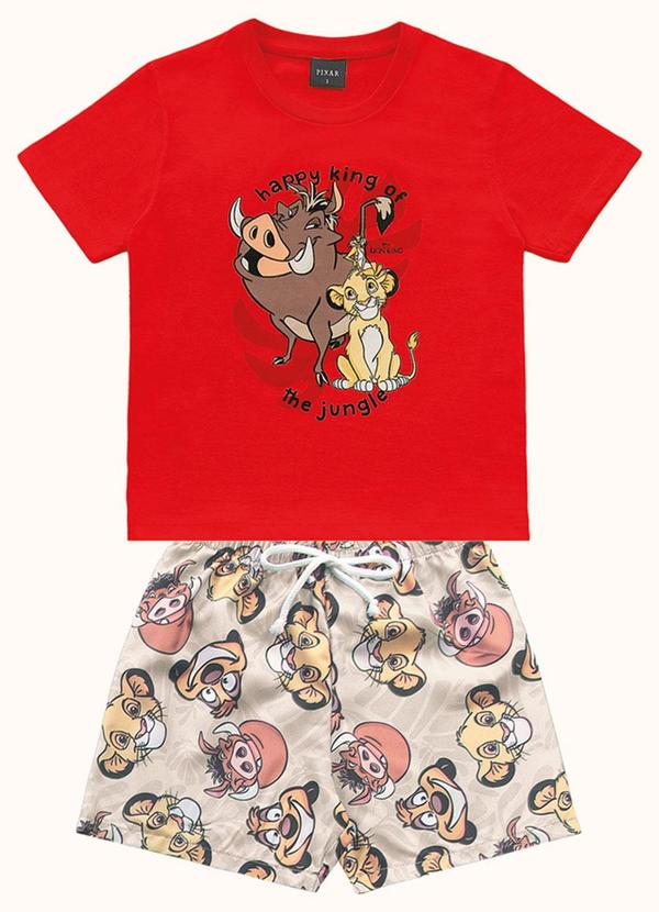 Conjunto Camiseta e Bermuda Rei Leão Laranja
