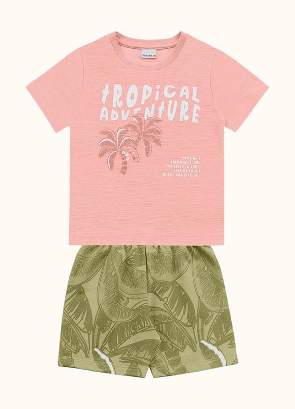 Conjunto Camiseta e Bermuda Rosa