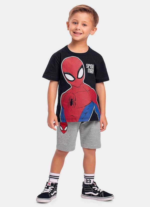 Conjunto Camiseta e Bermuda Spider-Man Preto