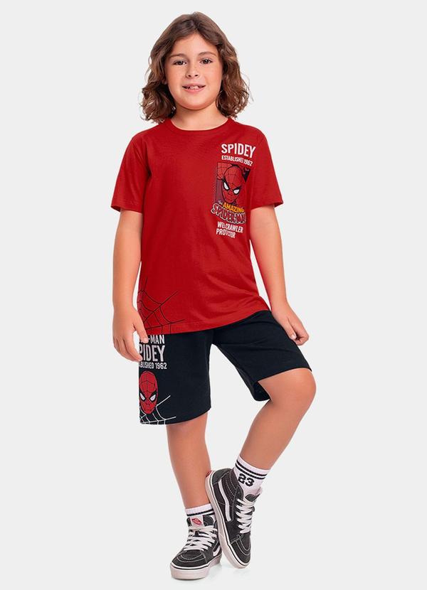 Vista 2 Cj.Camiseta/Bermuda Spider-Man Vermelho Fakini Kids Fakini Kids